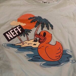 Neff Light Blue Swim Rash Guard with Orange Duck Graphic